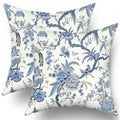 Chinoiserie Pillow Covers Set Of 2 Blue And White Outdoor Pillows Bule Birds Flowers Throw 18X18 Inch Cotton Square Cushion Cove