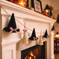 Frienda Halloween Garland Mini Witch Hat and Broom Decorations, 5.3 ft