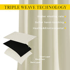 Nicetown Blackout Beige Curtains 84 Inch Long For Bedroom - Thermal Insulated Solid Grommet Vertical Drapes Room Darkening Drape