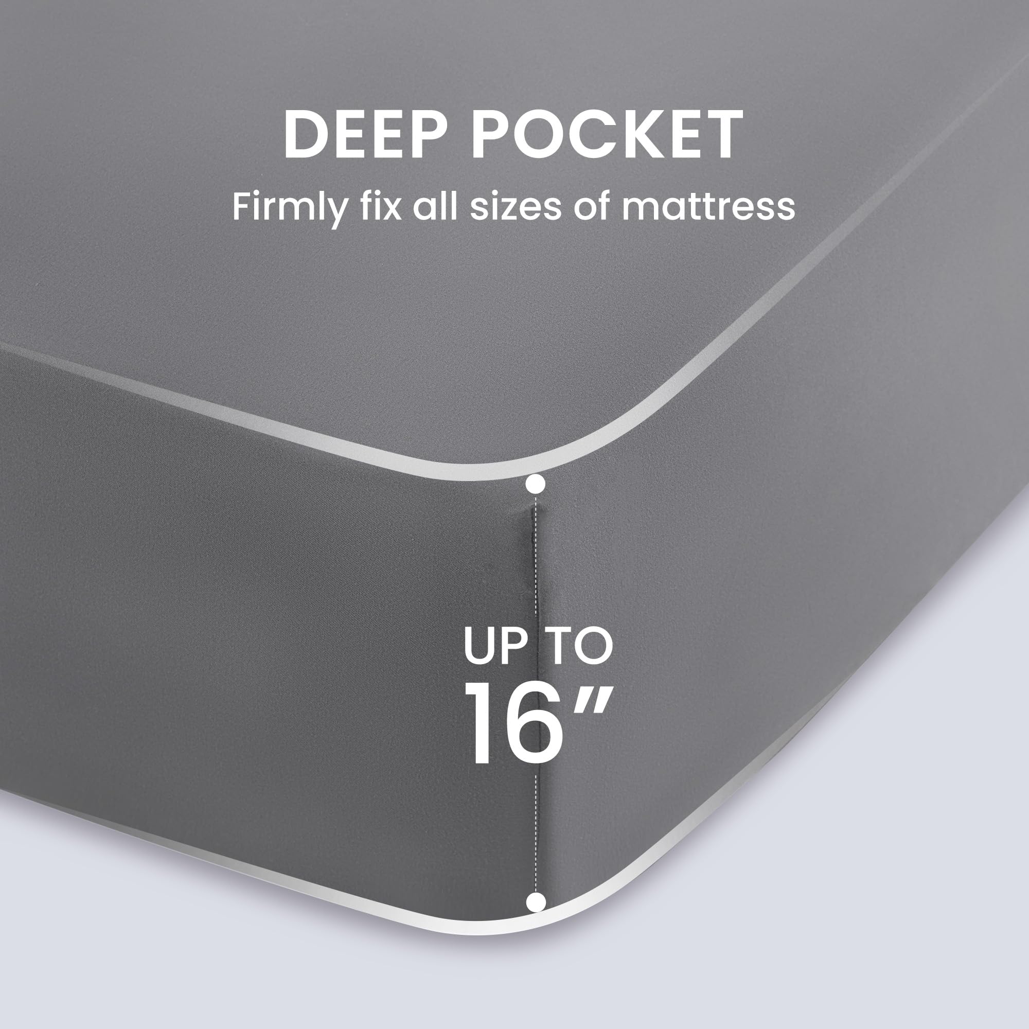 Sleep Zone Nanotex Super Soft Cooling Twin Bed Sheets Set For Kids 3 Piece - Easy Care Fitted Flat Sheet & Pillowcase Sets - Wrinkle Free, Fade Resistant, Deep Pocket 16' (Gray, Twin)