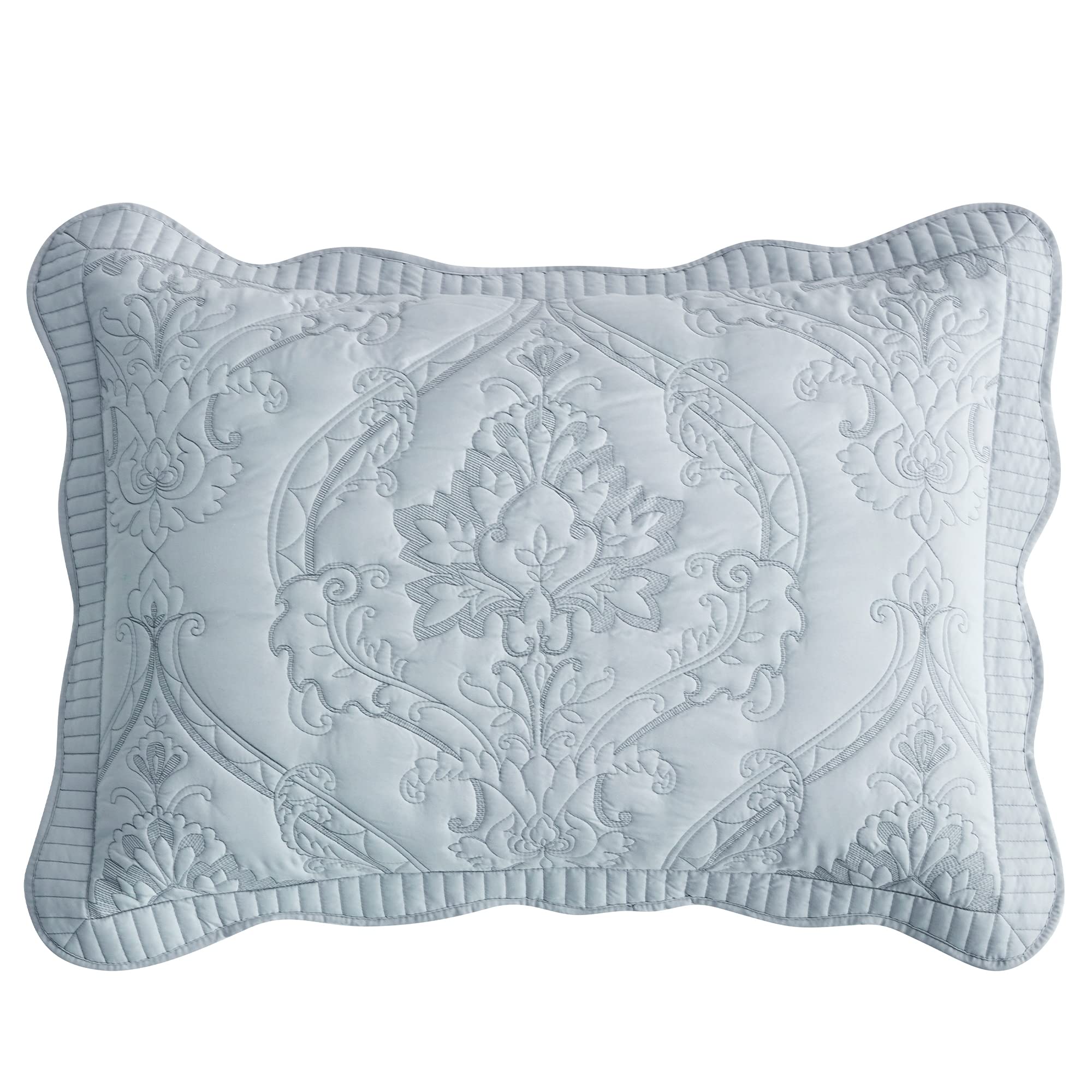 Chixin Microfiber Standard Pillow Shams Set Of 2 - Quilted Decorative Pillow Covers - Light Grey - Size (20'' X 26'')