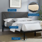 Modway Dakota Upholstered Polyester Fabric Queen Platform Bed in Black/Gray