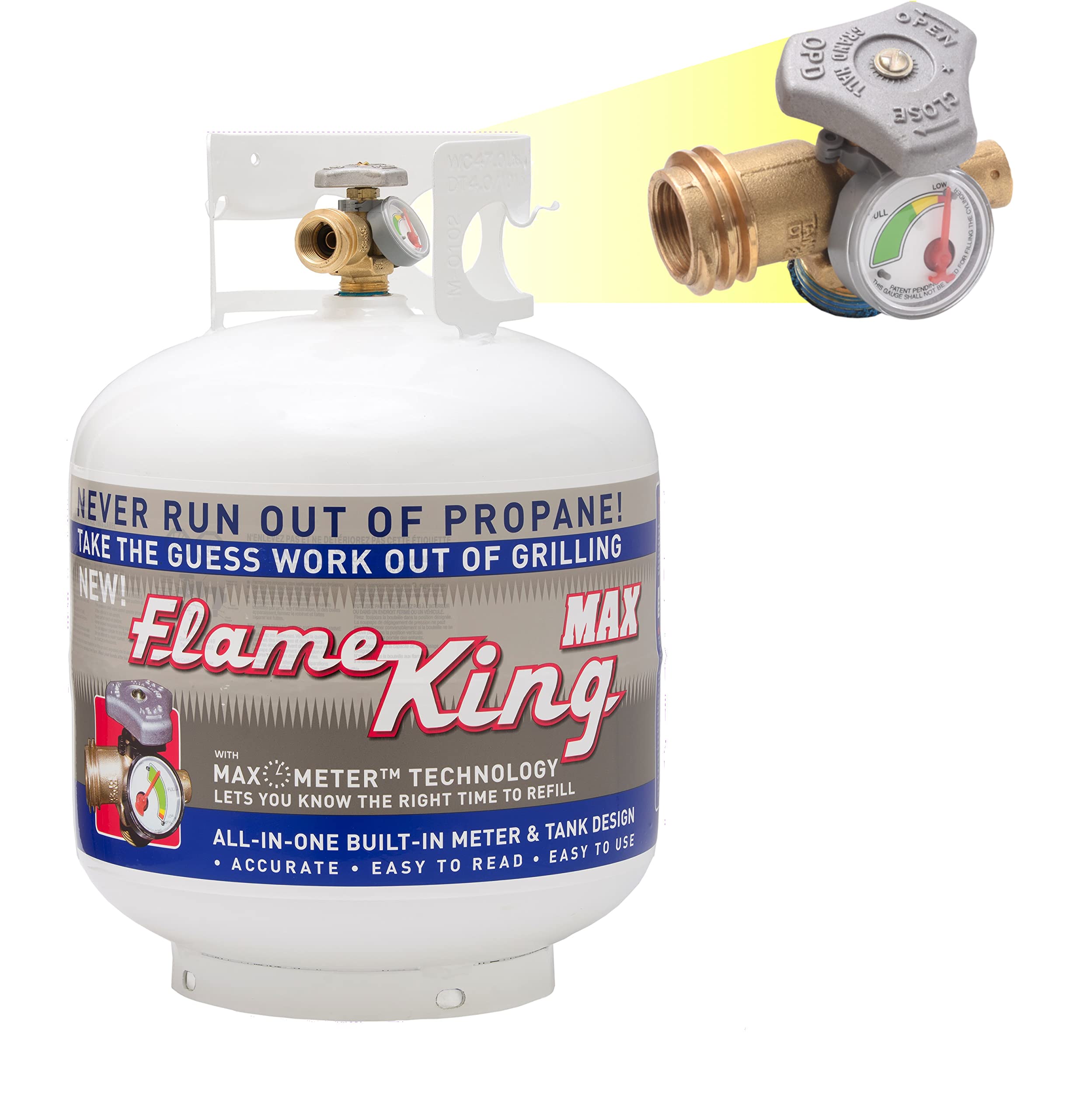 Flame King Ysn230B 20 Pound Steel Propane Tank Cylinder With Opd Valve And Built-In Gauge, 20 Lb Vertical