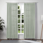 TWOPAGES Linen Pinch Pleated Drape for Apartment, Aqua Room Darkening Light Filtering Double Layer Lined Curtain Window Treatmen