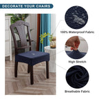 Genina Waterproof Seat Covers For Dining Room Chair Covers Waterproof Dining Chair Covers (6 Pcs-Rear-Gapped, Navy Blue)