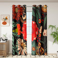 Tyrot Black Boho Floral 100% Blackout Curtains For Living Room 84 Inch Long 2 Panels Mid Century Botanical Black Out Curtains Fo