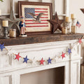 Vicenpal 6.8 ft 4th of July Decorations Patriotic Wooden Star Garland 250th Anniversary Decor Red White Blue Farmhouse Banner Me