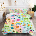 Fuyeun Rainbow Comforter Sets Twin Size Cartoon Floral Frogs Bedding Set For Girls Kids Children Boys Butterfly Flowers Bees Ins