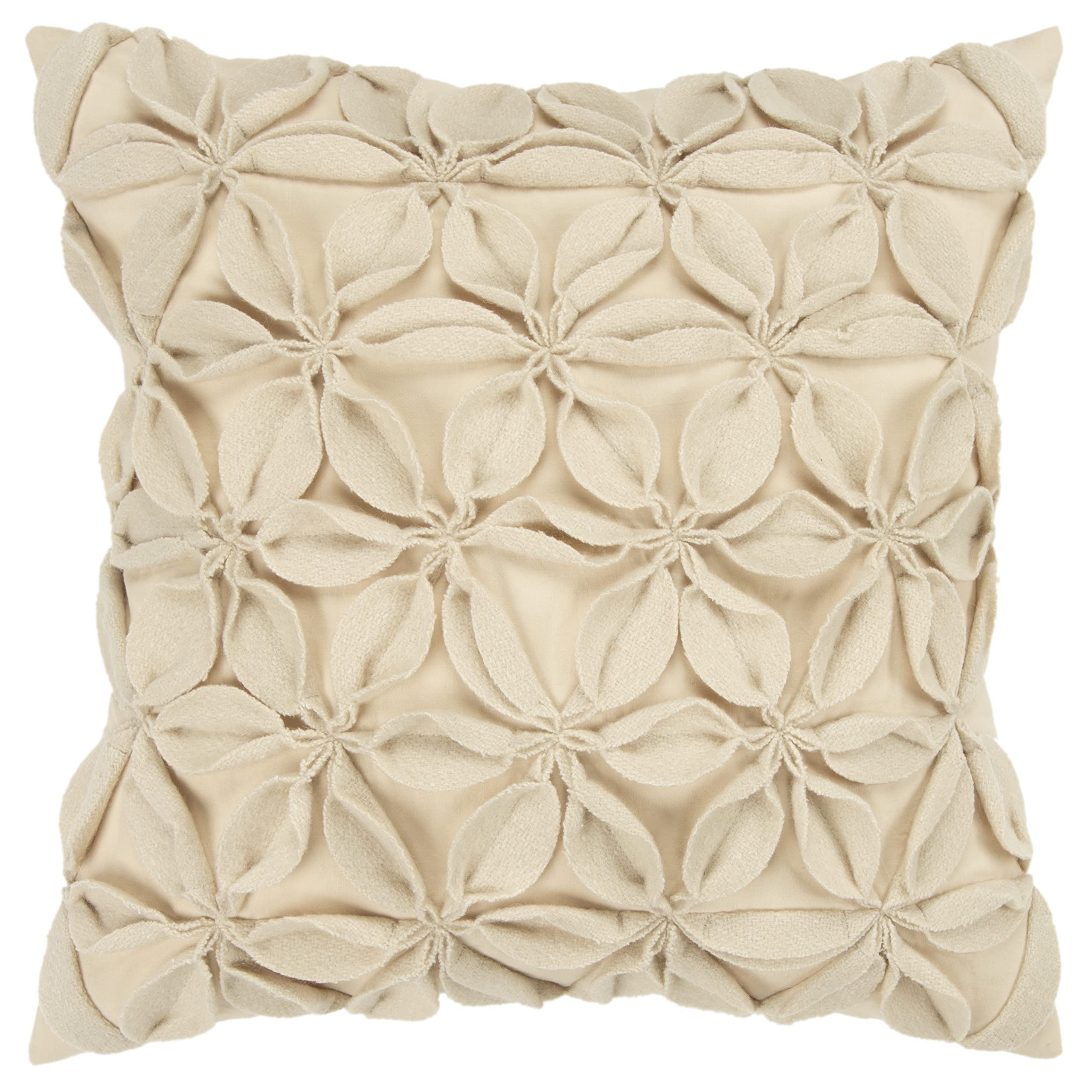 Rizzy Home T07842 Decorative Pillow, 18"X18", Neutral/White/Brown