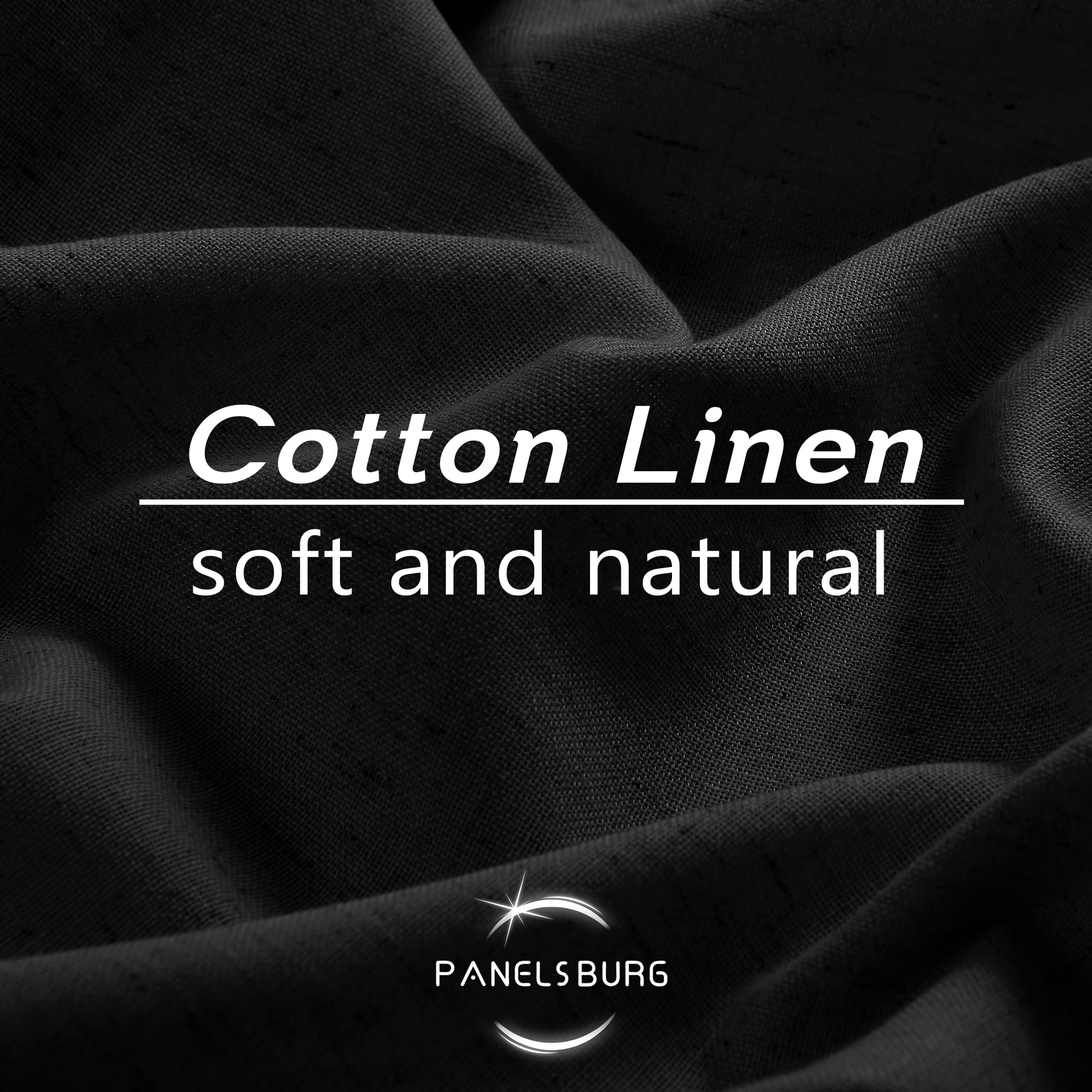 Panelsburg Black Linen Curtains 84 Inch Length For Living Room,Back Tab Rod Pocket Light Filtering Halloween Gothic Semi Sheer C
