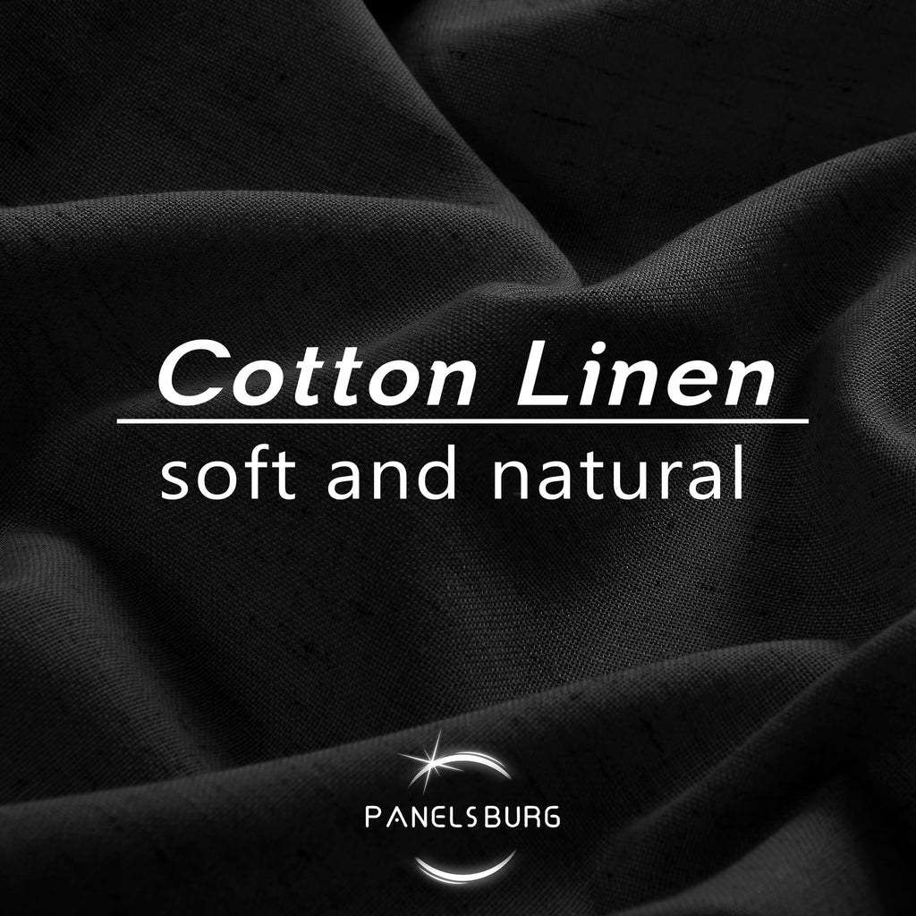 Panelsburg Black Linen Curtains 96 Inches Long,Light Filtering Farmhouse Linen Sheer Curtains For Living Room,96 Inch Curtains 2