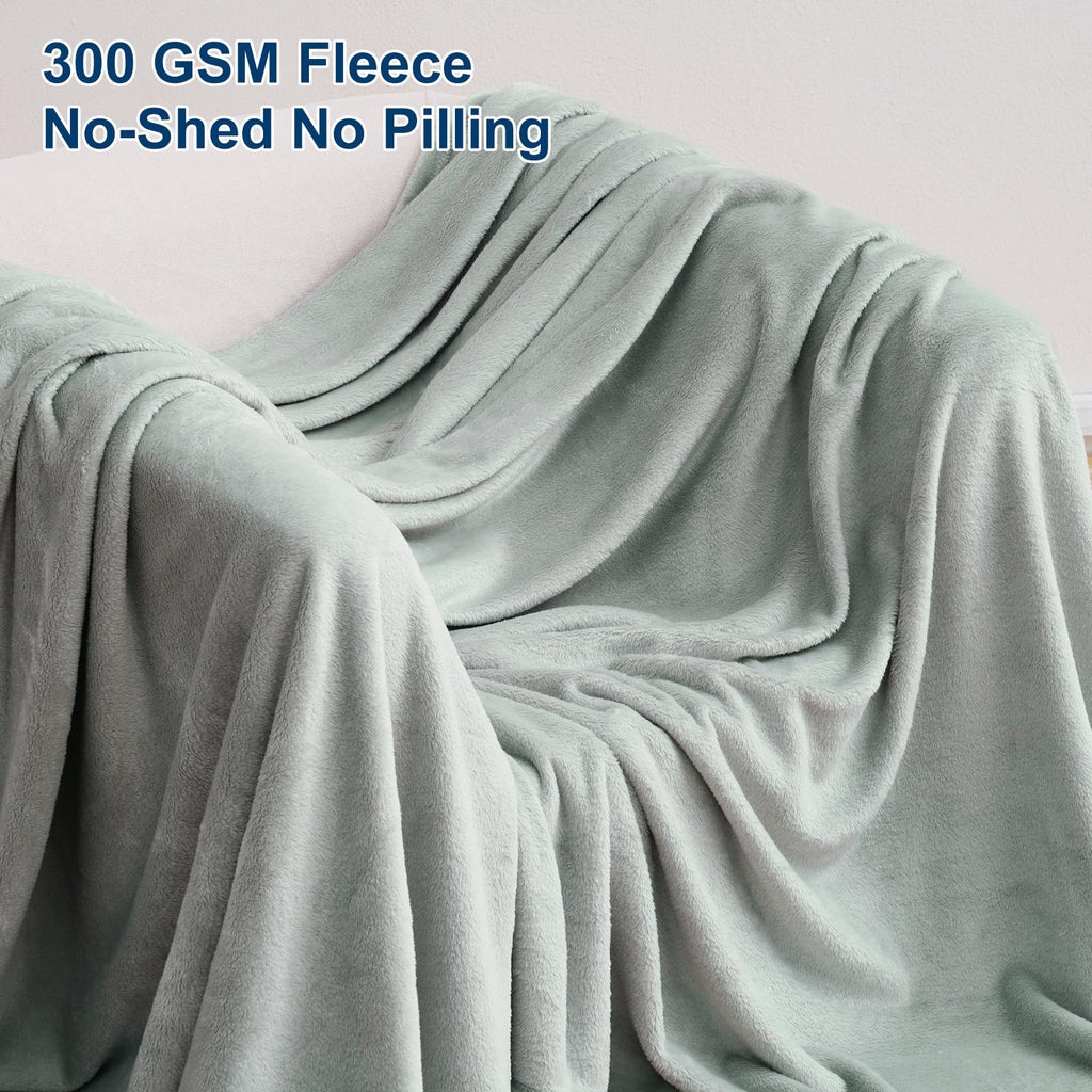 Phf Ultra Soft Fleece Blanket Twin Size, No Shed No Pilling Luxury Plush Cozy 300Gsm Lightweight Blanket For Bed, Couch, Chair, Sofa Suitable For All Season, 66' X 90', Sage Green