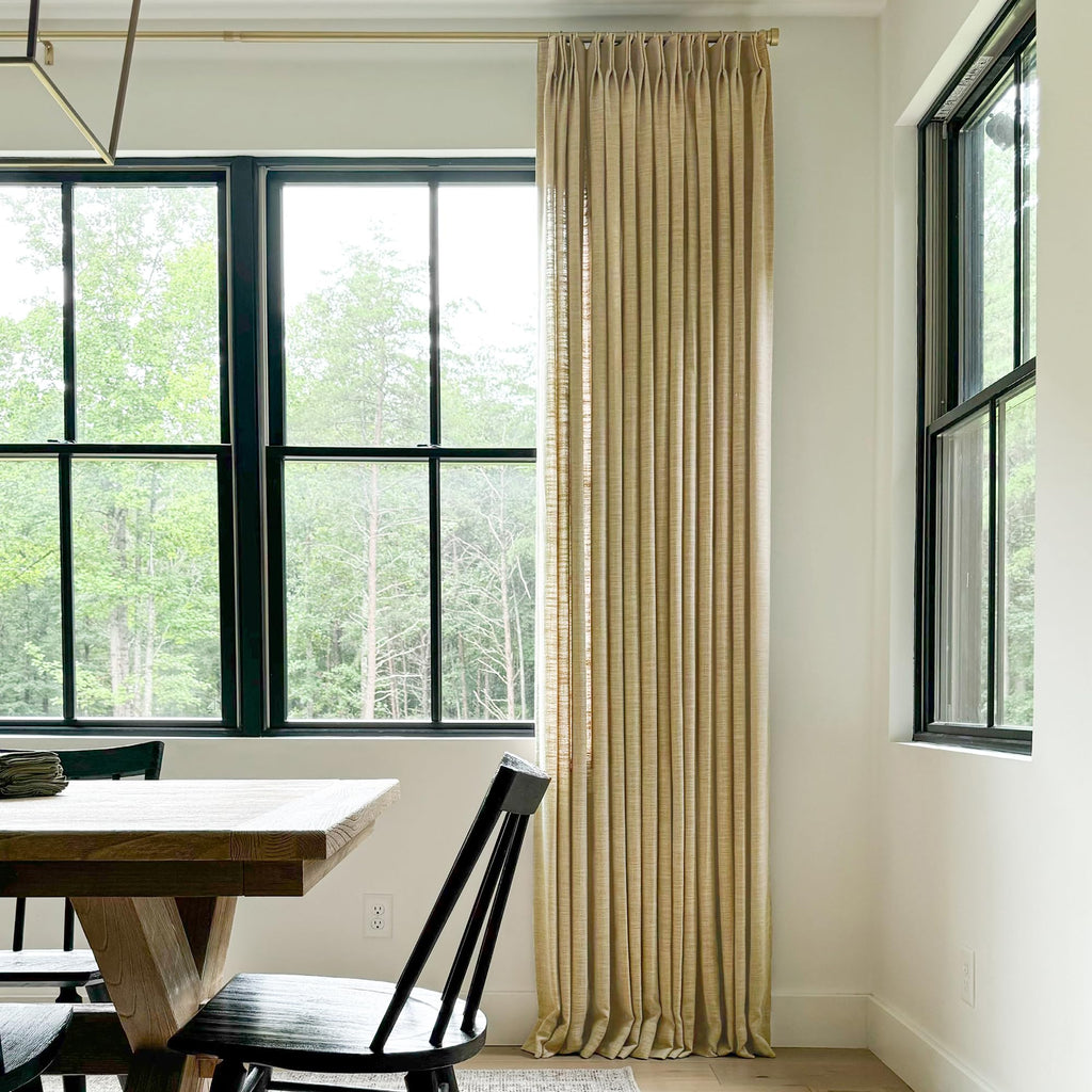 Twopages Khaki Linen Pinch Pleat Drape For Living Room, Window Treatment Curtain Panel Double Layer Room Darkening Light Filteri
