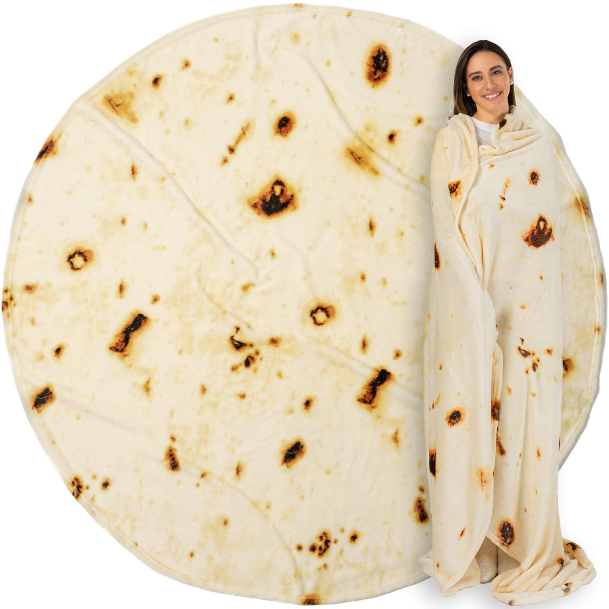 Pavilia Burrito Tortilla Blanket, Double Sided Taco Flour Wrap Novelty Throw For Adult Kid Teen, Realistic Food Blanket, Funny G