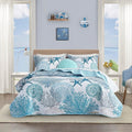 Tritard 2 Piece Coastal Quilt Sets Twin Size - Reversible Microfiber Quilts With 1 Sham Soft Lightweight Beach Bedding Nautical