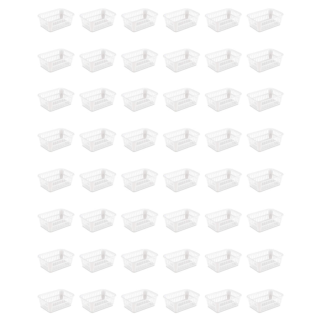 Sterilite Storage Basket, Plastic Basket to Organize Closets, Shelves or Countertops in the Kitchen or Bathroom, White, 48-Pack