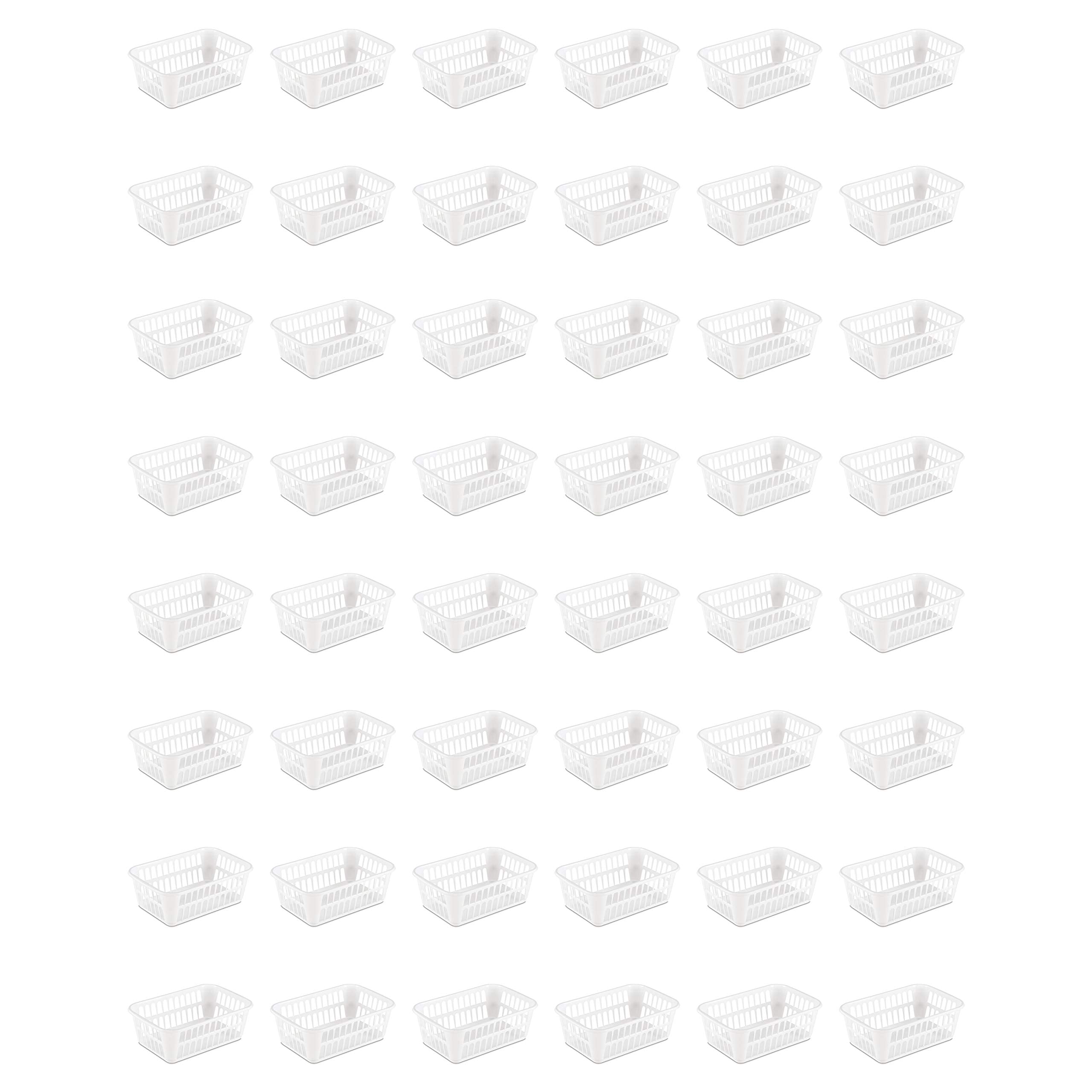 Sterilite Storage Basket, Plastic Basket to Organize Closets, Shelves or Countertops in the Kitchen or Bathroom, White, 48-Pack