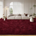 FinRec 8x10 Fluffy Red Rugs for Living Room Bedroom, Soft Indoor Fuzzy Shaggy Area Rug, Non-Slip Furry Rug for Teen Girls and B