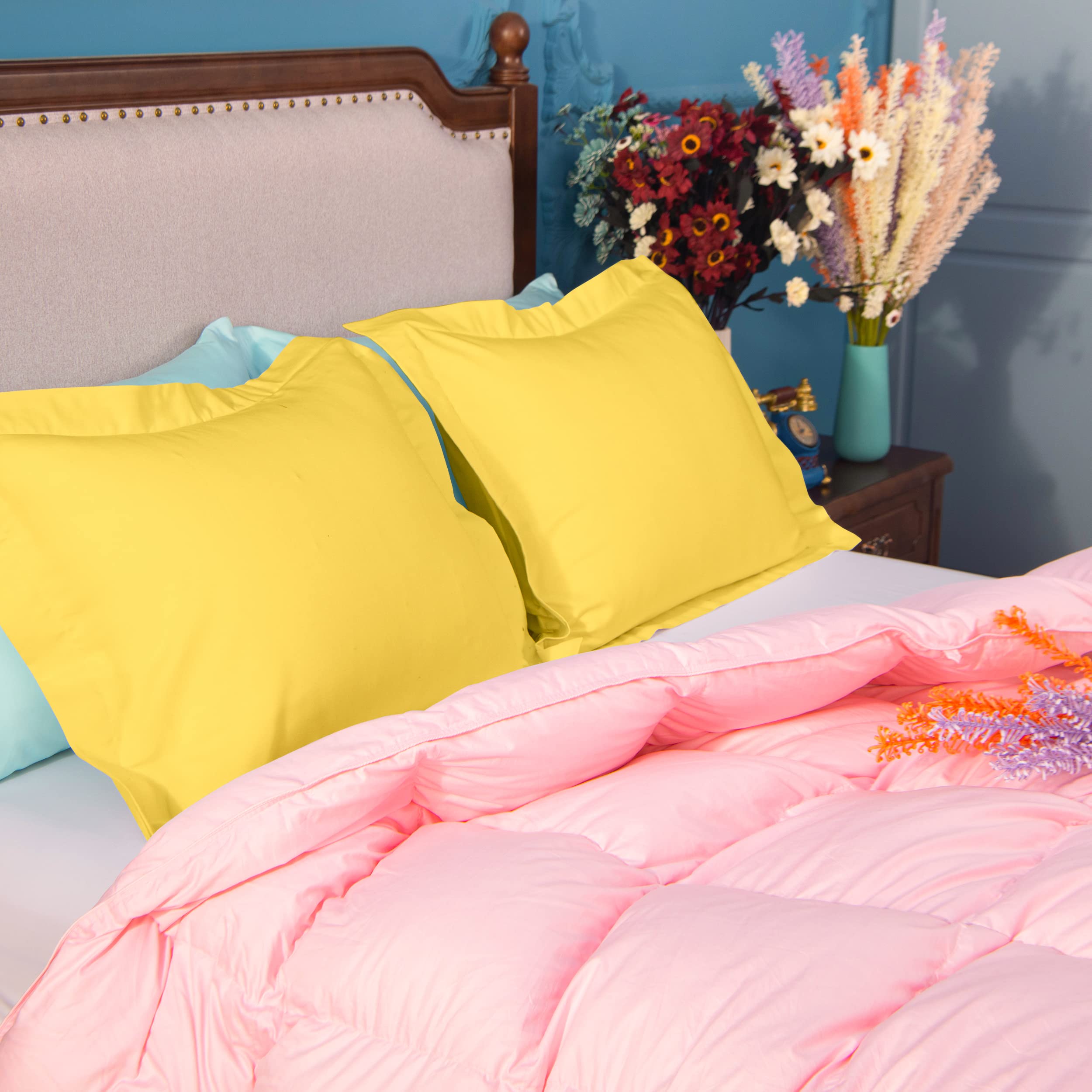 Ntbay 100% Brushed Microfiber King Pillow Shams Set Of 2, Super Soft And Cozy, Wrinkle, Fade, Stain Resistant 20X36 Inches Oxford Pillowcases, Yellow