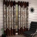 Home Sizzler 2 Piece Classic Panel Eyelet Polyester Door Curtains  7 Feet, Brown