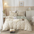 Boho Floral Duvet Cover Twin Kids Girl Garden Style Bedding Sets 100% Cotton White Beige Sage Green Floral Branches Pattern Comf