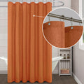 KOUFALL Orange Shower Curtain for Bathroom,Burnt Pumpkin Color Linen Fall Shower Curtains Set with Hooks,72x84 Inch