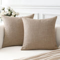 Otostar Linen Throw Pillow Covers Set Of 2 Decorative Square Pillowcases Cushion Covers 28X28 Inch For Home Decor Sofa Bedroom Car 70 X 70 Cm Light Coffee