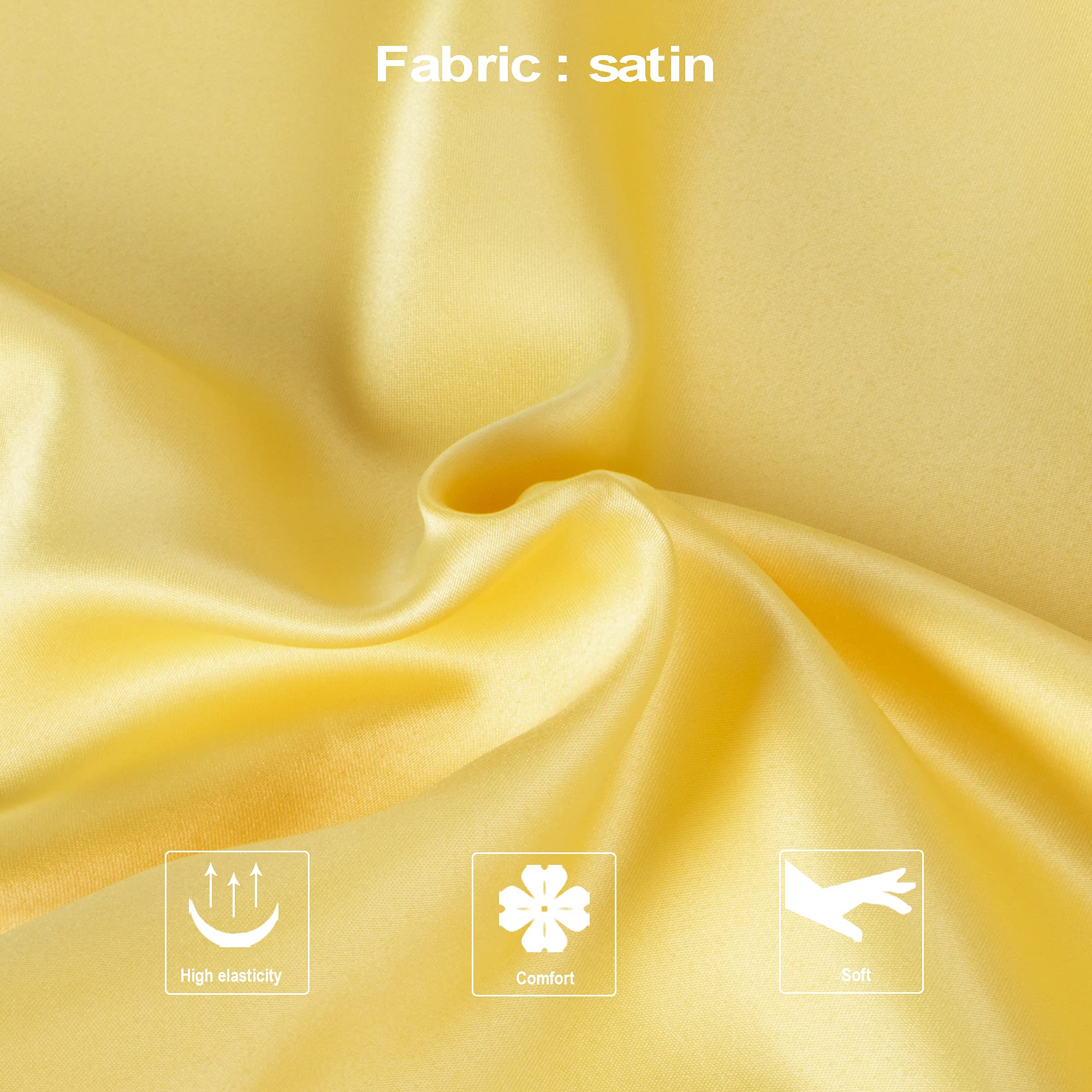 Ntbay Zippered Satin Pillow Cases For Hair And Skin, Luxury King Hidden Zipper Pillowcases Set Of 2, 20X36 Inches, Yellow