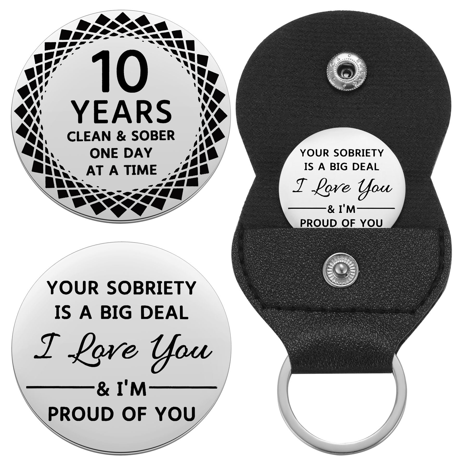 Ukodnus 10 Years Sobriety Coin, Aa/Na Medallion Recovery Chips, Sober For Men Women In Recovery, Ten Years Clean Alcoholic/Narco
