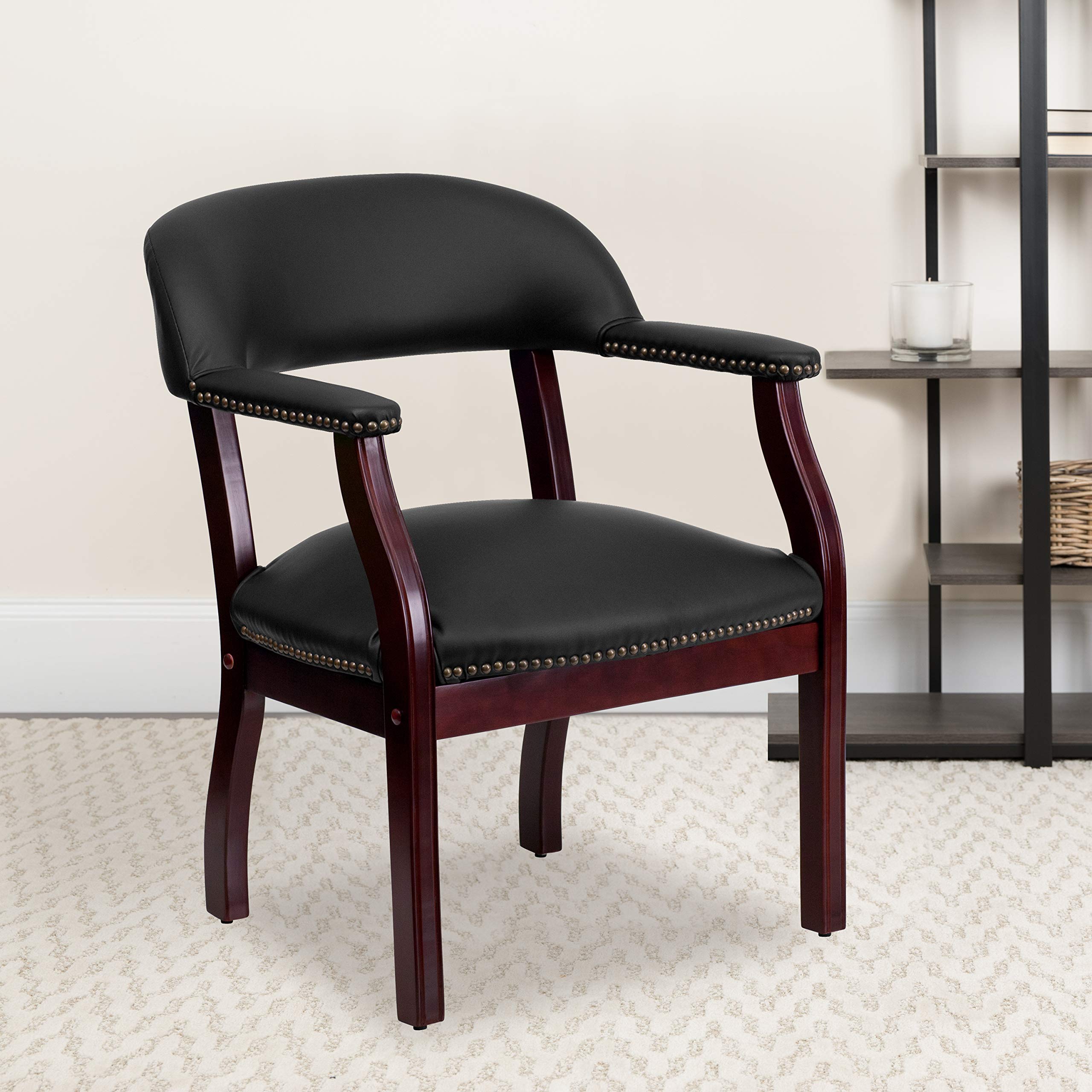 Flash Furniture Diamond Black LeatherSoft Conference Chair with Accent Nail Trim
