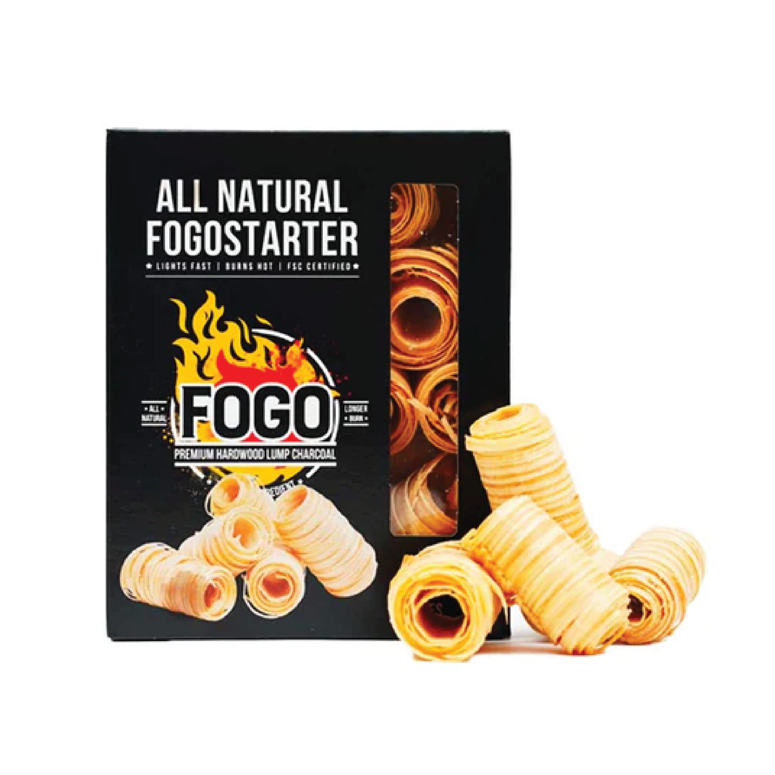 Fogo Premium Hardwood Lump Charcoal, Fogostarters, Natural Fire Starters, 30 Count Box