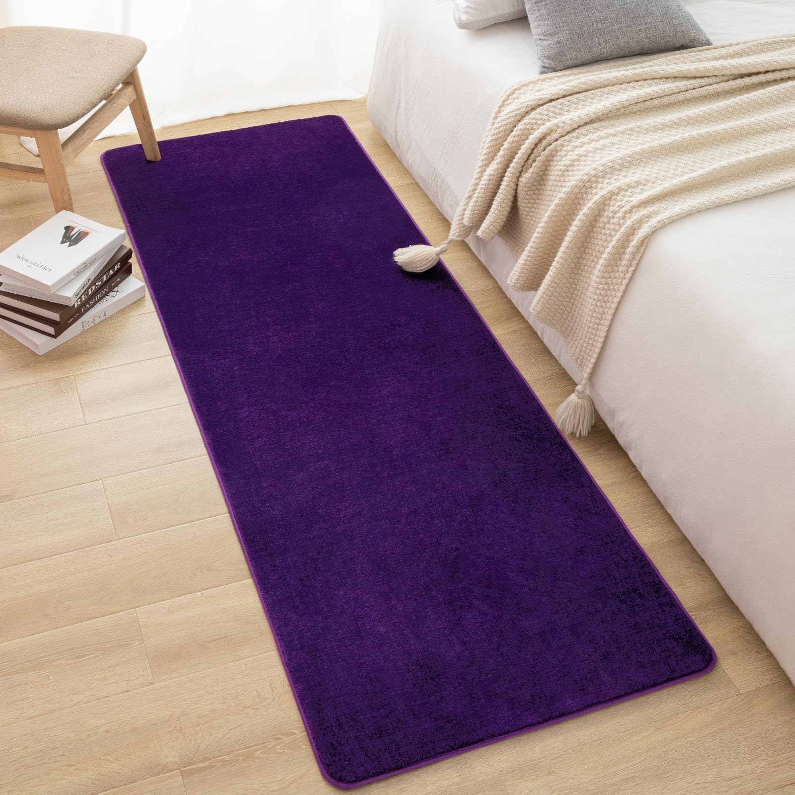 Softlife Washable Runner Rug For Bedroom Living Room Rug, 2X6 Purple Soft Fluffy Hallway Runner Rug, Non-Slip Indoor Carpet For