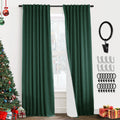 Emerald Green Christmas Curtains for Living Room,Linen Back Tab Black Out Thermal Insulated Blackout Window Curtains 84 Inches L