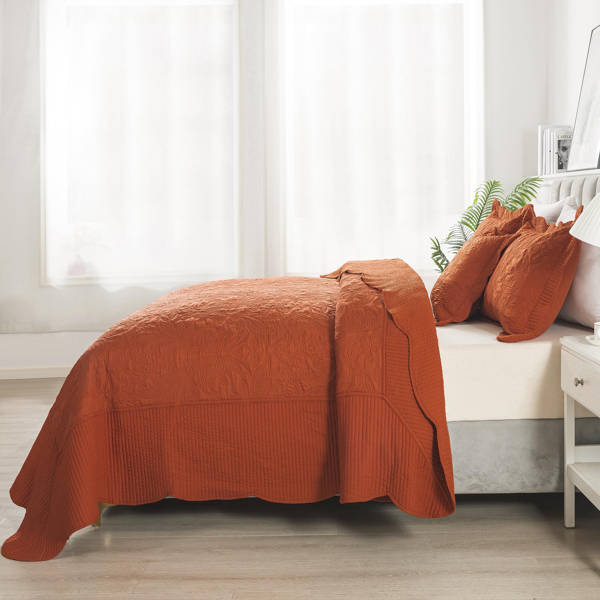 Honeilife Oversized King Bedspreads - California King Quilt 128X120, 4-Piece Cal King Quilt Sets,Rustic Bedding Sets King Size,E