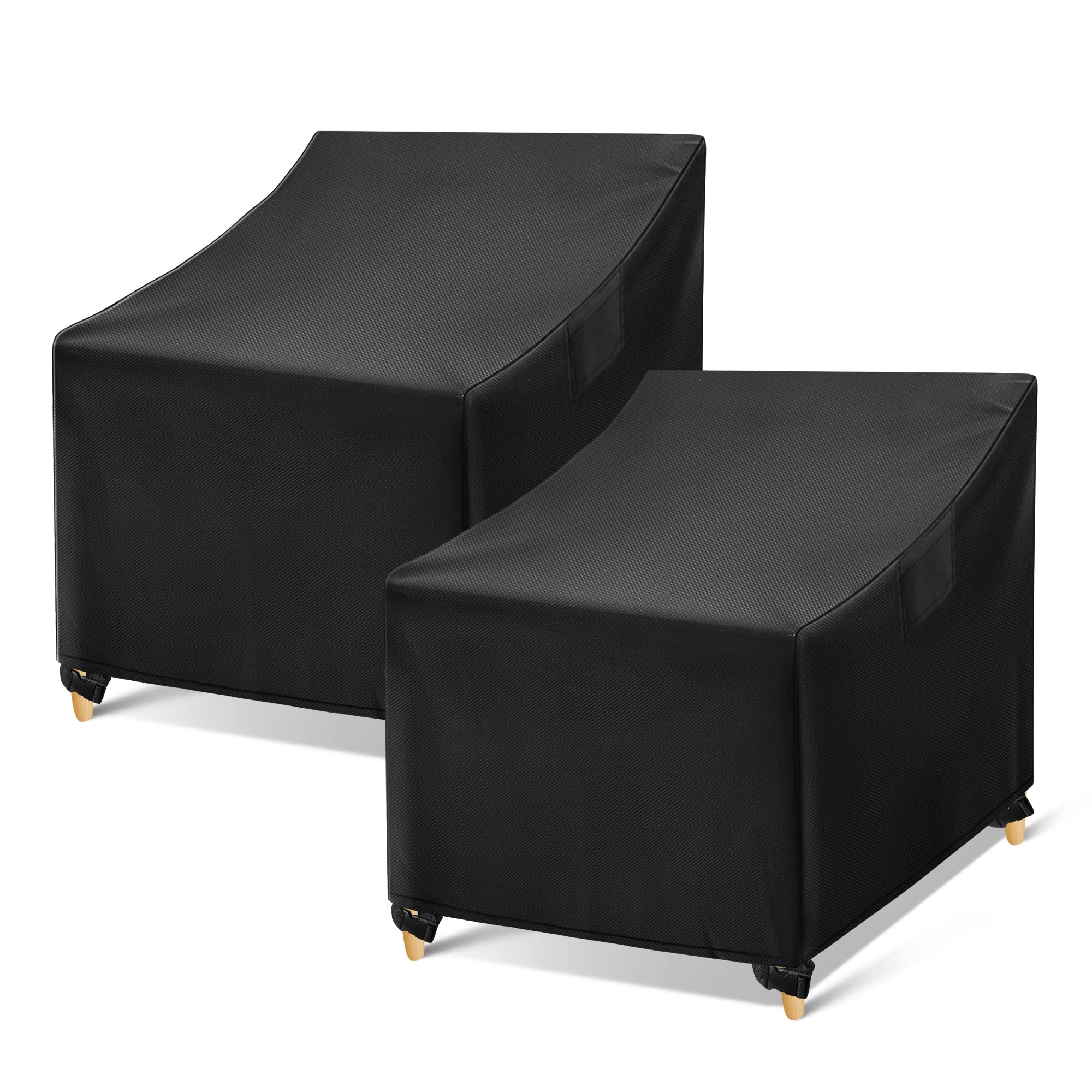 WLEAFJ Outdoor Chair Covers Waterproof, Black Lawn Patio Furniture Covers, Heavy Duty Patio Lounge Deep Seat Cover, 2 Pack