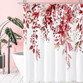 Gibelle Extra Long Shower Curtain 72 x 84, Tall Burgundy Red Floral Shower Curtain for Bathroom, Watercolor Plant Eucalyptus Lea