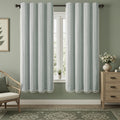 XOGUIBO Teal Boho Blackout Curtains 72 Inches Long Light Green Linen Blend 2 Panels with Tassels and Cotton Embroidery, Farmhous