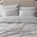 Double Stitch By Bedsure 100% Organic Cotton Duvet Cover Set Queen- 300 Tc Sateen Weave, Gots Certified Long Staple Cotton, Soft