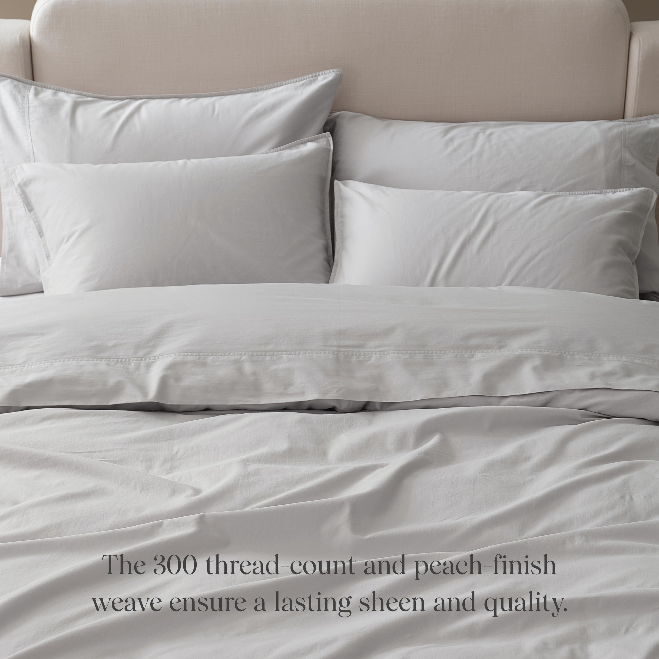 Double Stitch By Bedsure 100% Organic Cotton Duvet Cover Set Queen- 300 Tc Sateen Weave, Gots Certified Long Staple Cotton, Soft