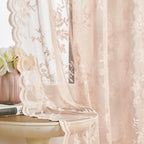 Blush Pink Lace Curtains 108 Inches Long 2 Panels Romantic Floral Sheer Curtains For Living Room Bedroom Rod Pocket Light Filter