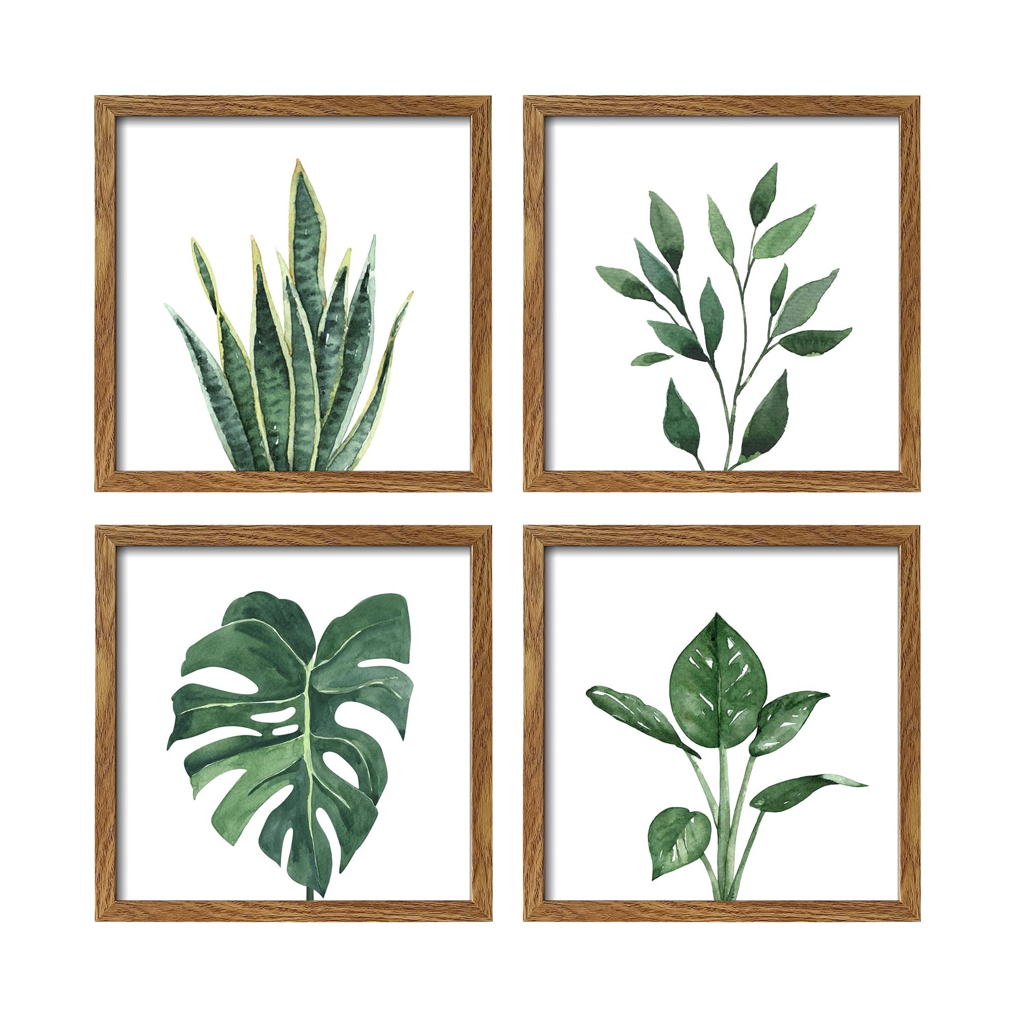 ArtbyHannah Framed Bathroom Wall Decor, Botanical Wall Art with Sage Green Plant Print for Bedroom Decoration, Minimalist Restro