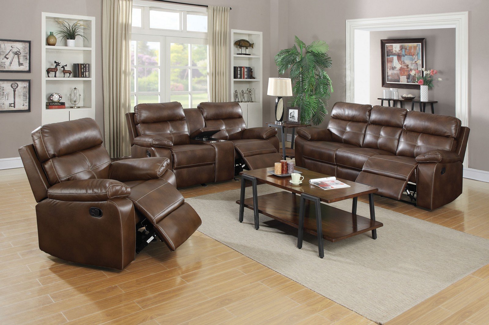 Coaster Damiano 3-Piece Living Room Set Milk Chocolate Brown/Casual