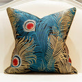 Avigers 20 X 20 Inches Navy Blue Gold Peacock Feathers Cushion Cases Luxury Throw Pillow Covers Home Decorative Pillows For Couc