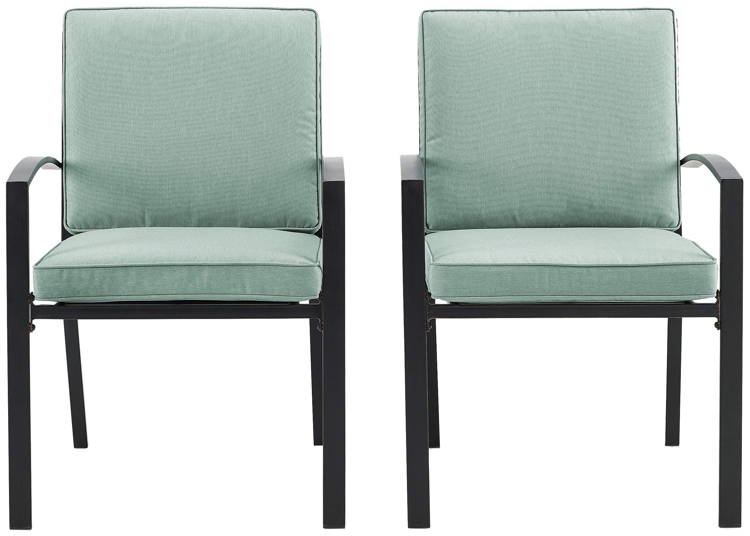 Crosley Furniture Kaplan 2-Piece Outdoor Chair Set, Dining Patio Chairs For Deck, Backyard, Oiled Bronze With Mist Cushions