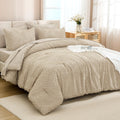 Andency California King Comforter Set Khaki - 7 Pieces Bed In A Bag Cal King Beddding Comforter Sets, Tufted Lightweight Fluffy