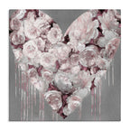 Stupell Industries Pink Rose Heart Over Grey with Paint Drip Wall Art, 24x24, Gray