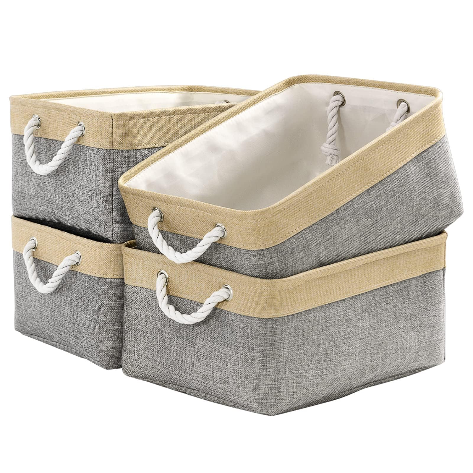 Sacyic Organization and Storage Basket for Organizing - Large 4 Pack 16x12x8 inch Collapsible Baskets for Shelves Fabric Storage