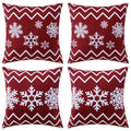 Hwy 50 Red Throw Pillow Covers 18X18 Inch For Couch Sofa Bed Living Room Bedroom, Soft Christmas Bohemia Snowflakes Print Square