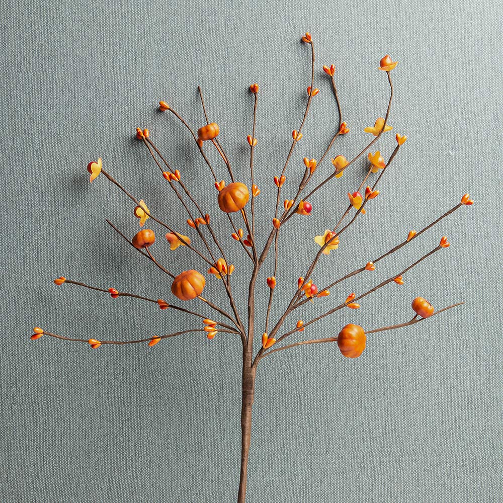 JINGHONG 6 Pack 17 Tall Fall Berry Stems - Orange Pumpkin Picks for Vases, Centerpieces, Autumn Harvest & Thanksgiving Decor