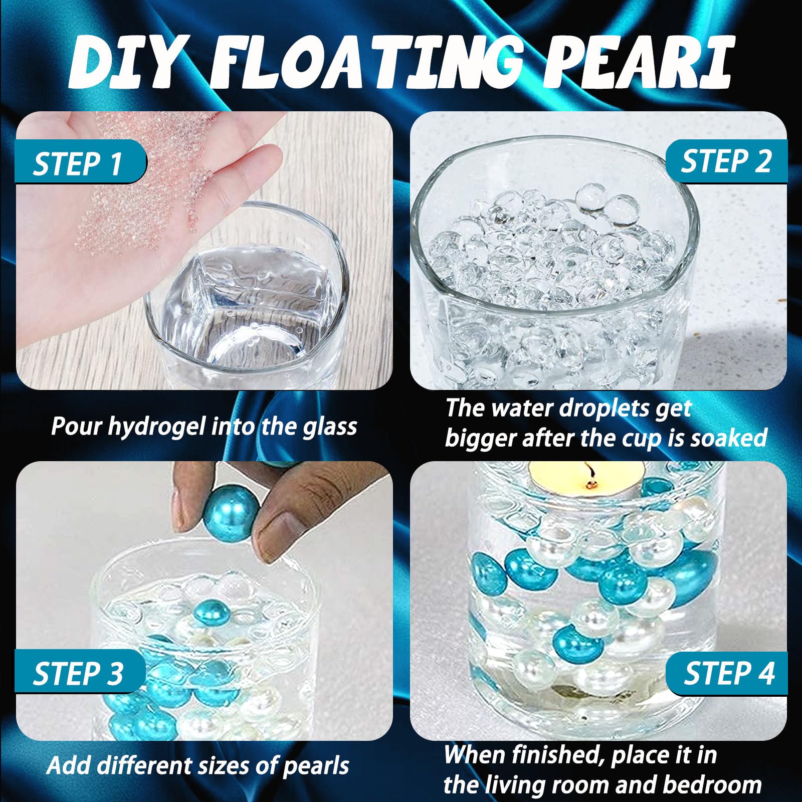 Lake Blue Floating Pearls | 150Pcs Lake Blue Pearls Bead For Centerpieces Vases, Lake Blue No Hole Beads | 8/14/20 Mm Floating B